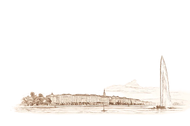 Dessin de Genève et de son Jet d’eau